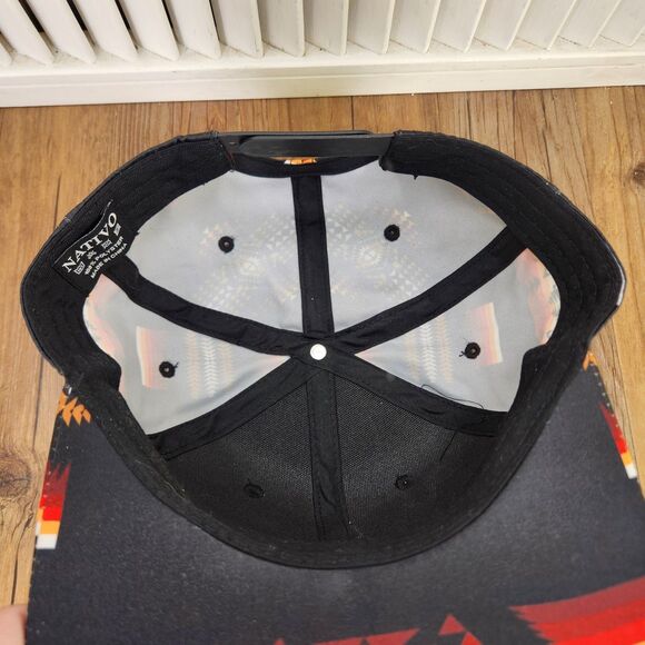 Nativo Aztec Tribal Southwestern Snapback Hat Cap Black Red Native American Flat - Picture 8 of 9